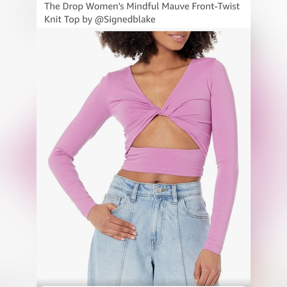 Purple Long Sleeve Crop Top with Cut Out Tie Front